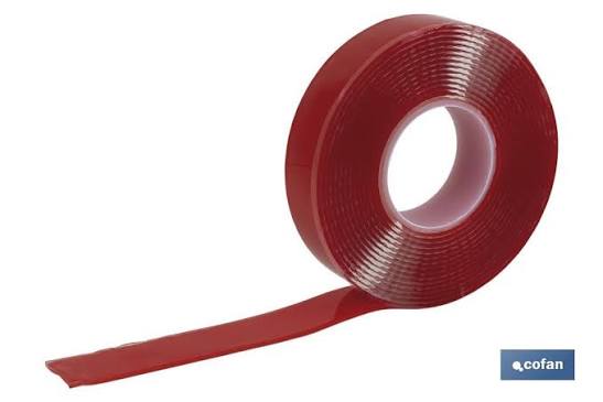 Cinta Adhesiva 2 Caras 19X30 M. M Roja 0033 COFAN